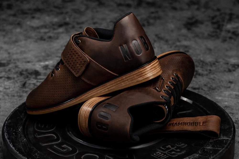 NOBULL Men's Leather Lifters - Coffee - Ireland (9670CDWLG)